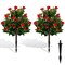 Set of 2 Artificial Camellia Tree with Red Flowers and Green Leaves for Indoor or Outdoor Decor